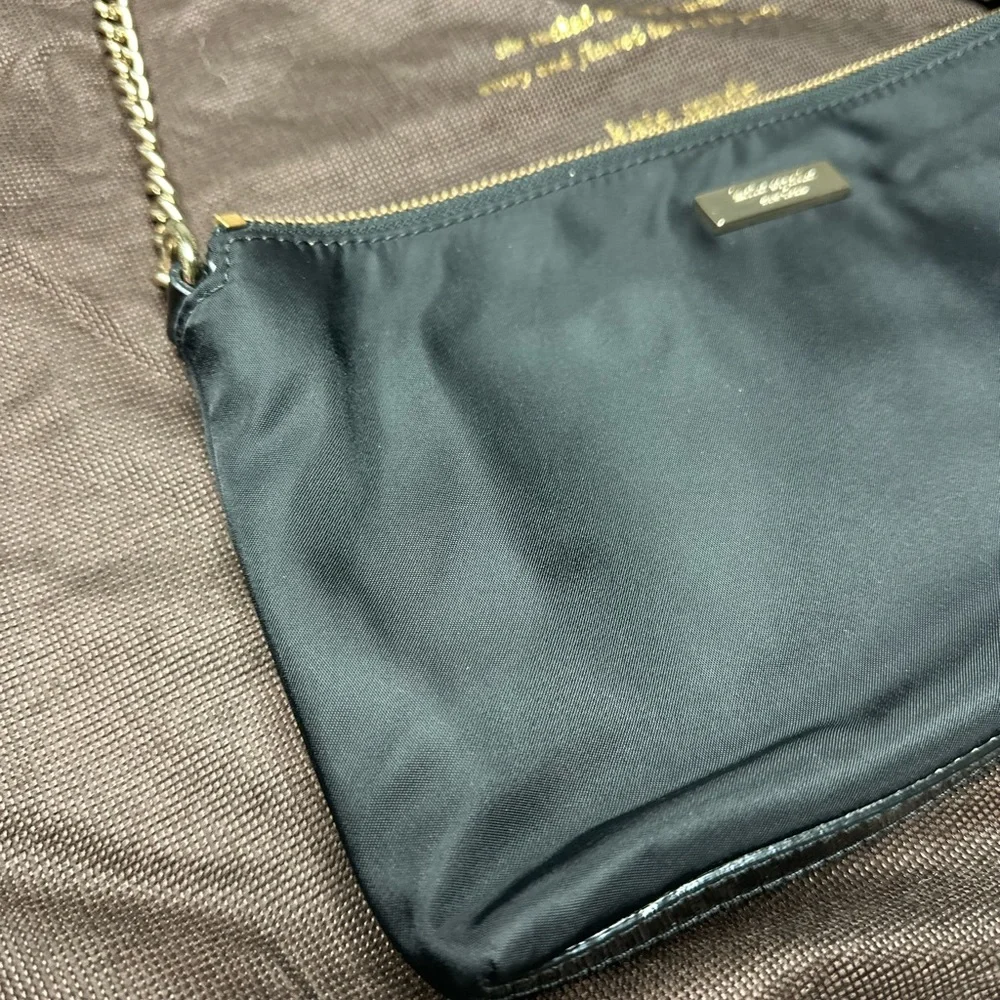 kate spade Black Nylon Mini Crossbody with Gold Chain